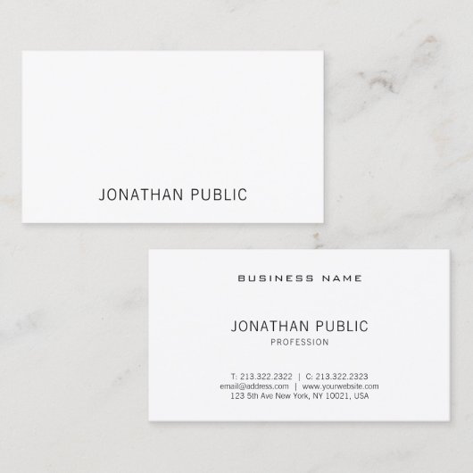 Creative Simple Plain Elegant Professional Visitekaartje (Voorkant / Achterkant)