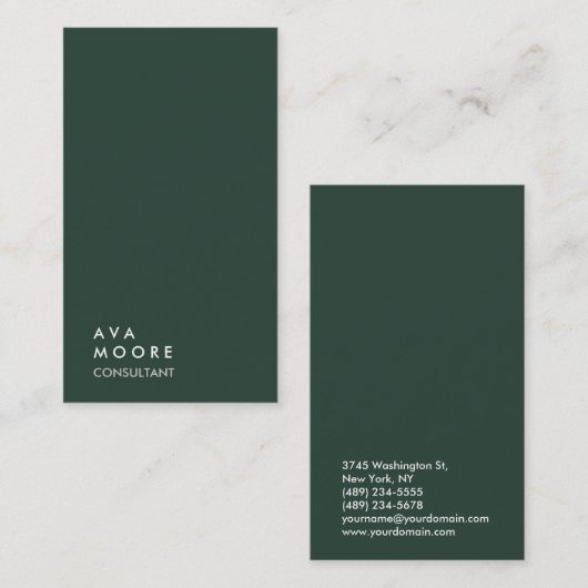 Creative Simple Plain Green Grey Trendy Consultant Visitekaartje (Voorkant / Achterkant)