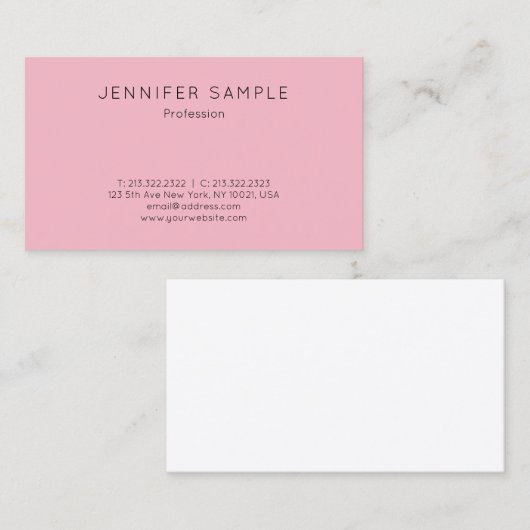 Creative Simple Professional Modern Elegant Roze Visitekaartje (Voorkant / Achterkant)