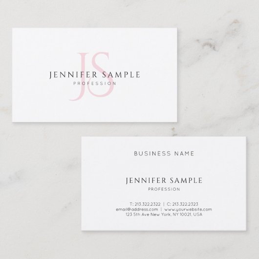 Creative Simple Sjabloon Pink Monogram Modern Chic Visitekaartje (Voorkant / Achterkant)