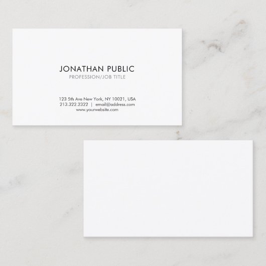 Creative Simple White Plain Modern Elegant Trendy Visitekaartje (Voorkant / Achterkant)