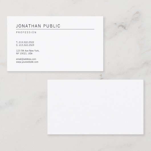 Creative Simple White Plain Modern Ingeavanceerd Visitekaartje (Voorkant / Achterkant)