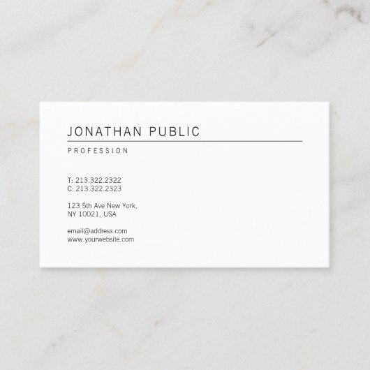 Creative Simple White Plain Modern Ingeavanceerd Visitekaartje (Voorkant)