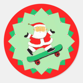 Creative Skateboarding Christmas Holiday Ronde Sticker