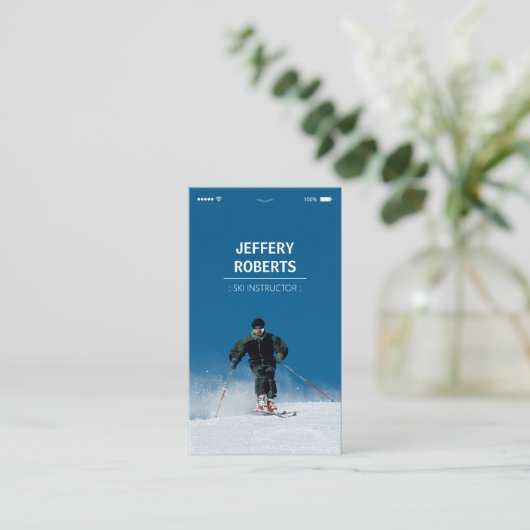Creative Skiing Ski Coach Instructor Visitekaartje (Staand voorkant)