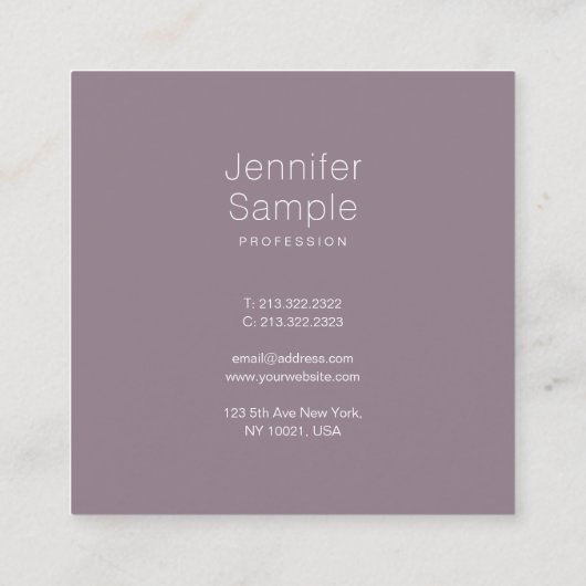 Creative Slank Design Modern Plain Luxury Trendy Vierkante Visitekaartje (Achterkant)