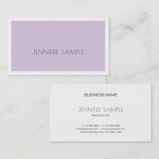 Creative Slank Design Trendy Violet Paarse Luxe Visitekaartje (Voorkant / Achterkant)