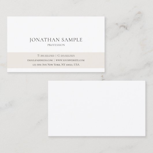 Creative Slank Design White Plain Professional Visitekaartje (Voorkant / Achterkant)