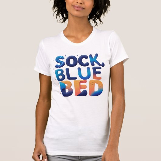 Creative SOCK BLAUW BED Abstract Word Design T-shirt (Voorkant)