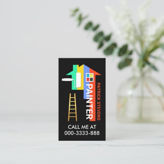 Creative stijlvolle, kleurrijke thuisverf visitekaartje (Staand voorkant)