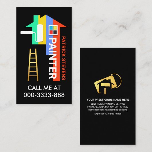 Creative stijlvolle, kleurrijke thuisverf visitekaartje (Voorkant / Achterkant)