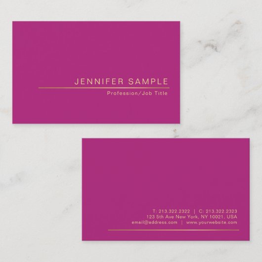 Creative stijlvolle Trendy Silk Finish Modern Luxe Visitekaartje (Voorkant / Achterkant)