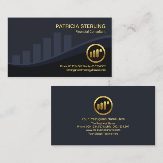 Creative Stock Exchange Graph Financial Consultant Visitekaartje (Voorkant / Achterkant)