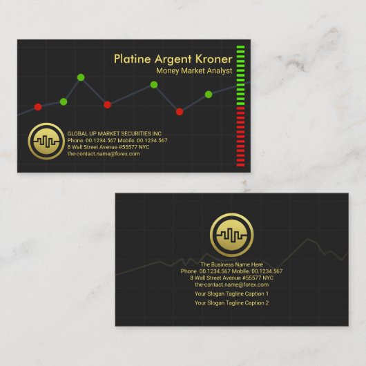 Creative Stock Money Market Graph Futures Trader Visitekaartje (Voorkant / Achterkant)