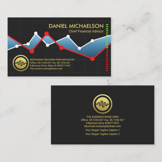 Creative Stock Share Graph Financial Money Market Visitekaartje (Voorkant / Achterkant)