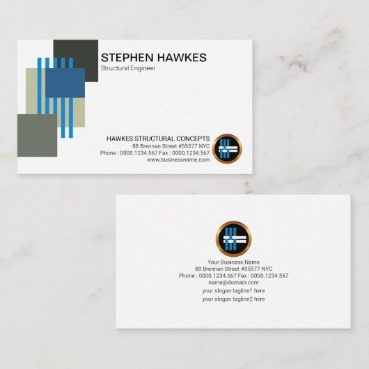 Creative structural pillars rebars engineering visitekaartje (Voorkant / Achterkant)