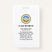 Creative Stylish Blue Waves Employee Company Foto Badge (Achterkant)