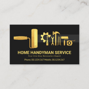 Creative Stylish Gold Handyman Tools Renovation Visitekaartje