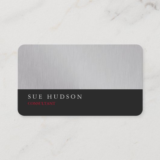 Creative Stylish Silver Dark Grey Professional Visitekaartje (Voorkant)