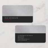 Creative Stylish Silver Dark Grey Professional Visitekaartje (Voorkant / Achterkant)