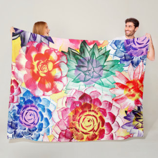 Creative Succulent Planten Artsy Waterverf Fleece Deken