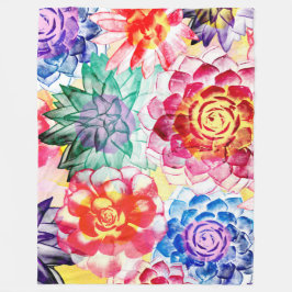Creative Succulent Planten Artsy Waterverf Fleece Deken