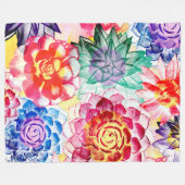 Creative Succulent Planten Artsy Waterverf Fleece Deken (Voorkant (Horizontaal))