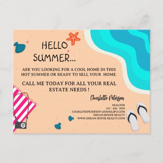 Creative Summer Real Estate Marketing Promotie Briefkaart (Voorkant)