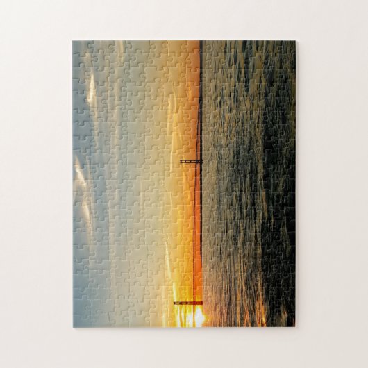 Creative sunset bridge water foto puzzel puzzel legpuzzel (Verticaal)