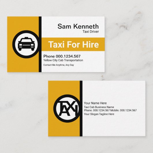 Creative Taxi Signage Stand Taxi Cab Driver Visitekaartje (Voorkant / Achterkant)