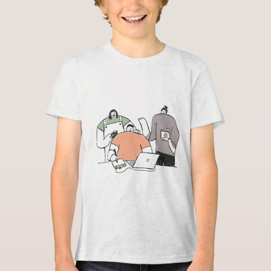 Creative Teamwork – Where Ideas, Coffee & Collabor Tri-Blend Shirt (Voorkant)