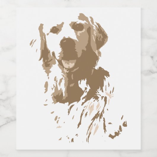 Creative tekening Golden Retriever Wijn Etiket (Enkel label)