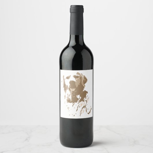 Creative tekening Golden Retriever Wijn Etiket (Voorkant)