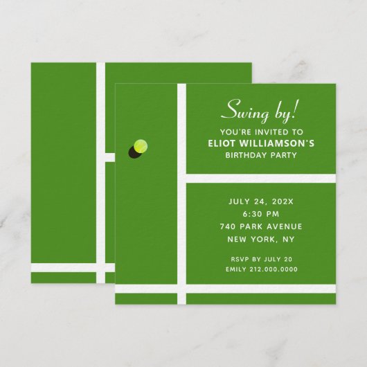 Creative Tennis Party Kaart (Voorkant / Achterkant)