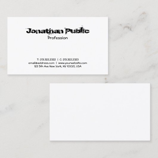 Creative Text Design Professional Simple Plain Visitekaartje (Voorkant / Achterkant)
