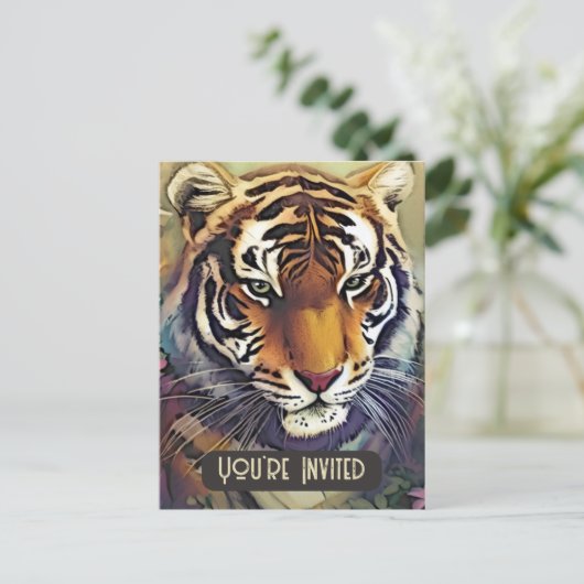 Creative Tiger Invitation Briefkaart met QR-code (Staand voorkant)