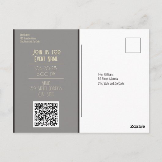 Creative Tiger Invitation Briefkaart met QR-code (Achterkant)