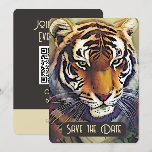 Creative Tiger Sla de datum Nodig QR Code Kaart ui (Voorkant / Achterkant)