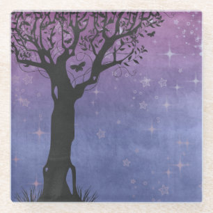 Creative Tree Silhouette Glazen Onderzetter