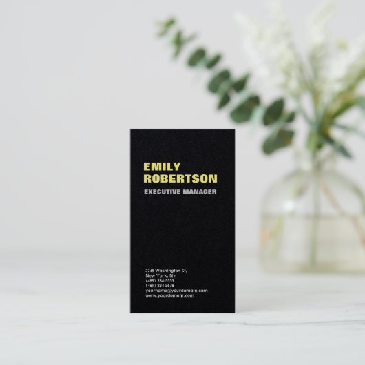 Creative Trendy Modern Minimalist Plain Black Visitekaartje (Staand voorkant)
