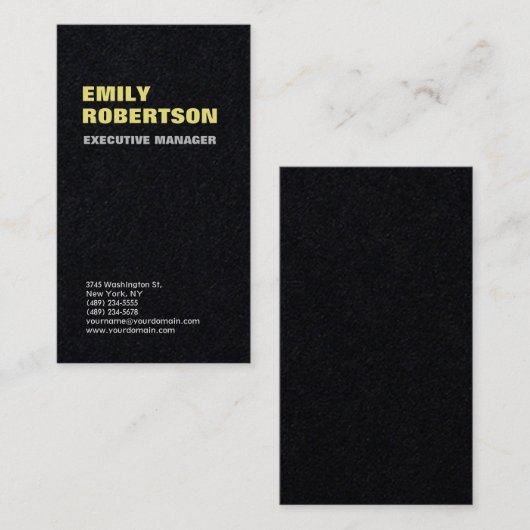 Creative Trendy Modern Minimalist Plain Black Visitekaartje (Voorkant / Achterkant)