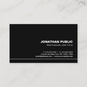 Creative Trendy Professional Elegant Black Plain Visitekaartje