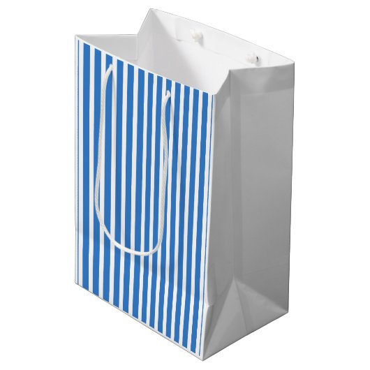 Creative Trendy Sjabloon Modern Blue White Striped Medium Cadeauzakje (Voorkant Gekanteld)