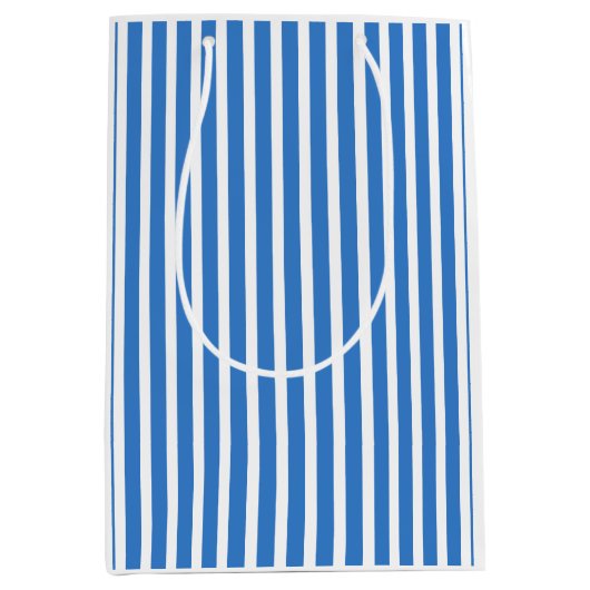 Creative Trendy Sjabloon Modern Blue White Striped Medium Cadeauzakje (Voorkant)