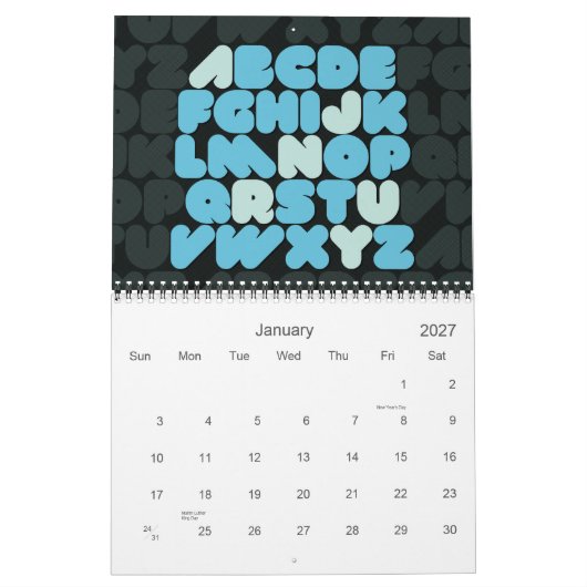 Creative Typography Alphabet Maanden 2012 kalender (Jan 2027)