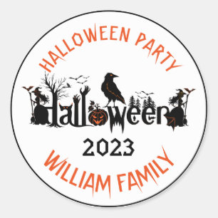 Creative Typography Halloween Party Sjabloon Ronde Sticker