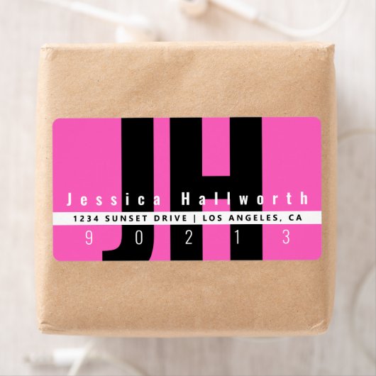 Creative Unique Modern | Roze zwart wit adres Etiket (Insitu)