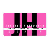 Creative Unique Modern | Roze zwart wit adres Etiket (Voorkant)