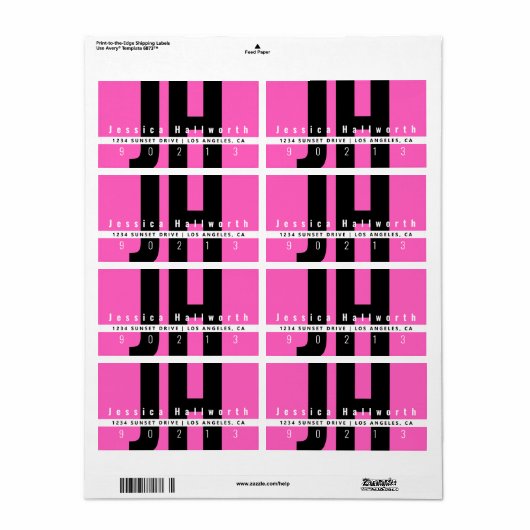 Creative Unique Modern | Roze zwart wit adres Etiket (Full Sheet)