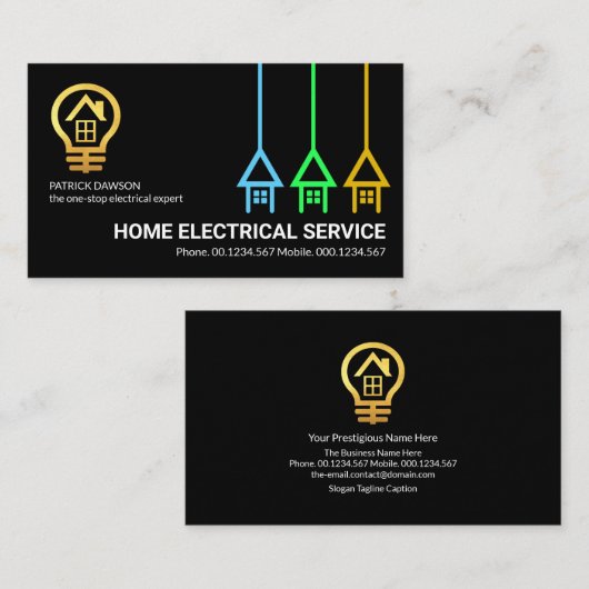 Creative Vertical Home Power Plug-elektricien Visitekaartje (Voorkant / Achterkant)